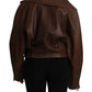Elegant Leather Biker Jacket in Brown