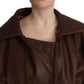 Elegant Leather Biker Jacket in Brown