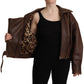 Elegant Leather Biker Jacket in Brown
