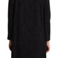 Elegant Black Brocade Long Trench Coat