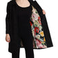 Elegant Black Brocade Long Trench Coat