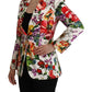 Elegant Floral Stretch Cotton Blazer Jacket