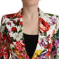 Elegant Floral Stretch Cotton Blazer Jacket