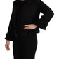 Elegant Ruffled Wool-Silk Long Sleeve Jacket