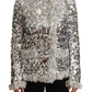 Chic Silver Sequined Jacket Coat