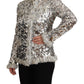 Chic Silver Sequined Jacket Coat