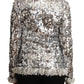 Chic Silver Sequined Jacket Coat