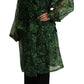 Silken Elegance Long Coat Jacket in Green