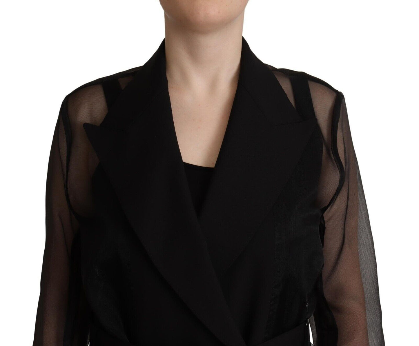 Elegant Sheer Trench Coat in Black