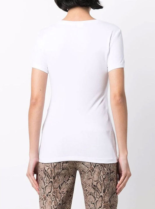 White Cotton Women T-Shirt