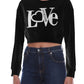 Black Cotton Women Sweatshirt