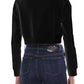 Black Cotton Women Sweatshirt