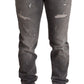 Elegant Gray Slim Fit Denim