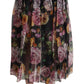 Floral Silk Pleated Midi Skirt