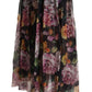 Floral Silk Pleated Midi Skirt