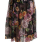 Floral Silk Pleated Midi Skirt