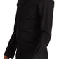 Elegant Slim Fit Black Cotton Dress Shirt