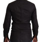 Elegant Slim Fit Black Cotton Dress Shirt