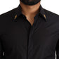 Elegant Slim Fit Black Cotton Dress Shirt