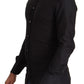 Elegant Black Cotton Gold Dress Shirt