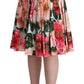Elegant Pleated Floral A-Line Skirt