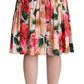 Elegant Pleated Floral A-Line Skirt