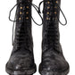 Exclusive Leather Combat Boots in Black & Grey