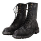 Exclusive Leather Combat Boots in Black & Grey