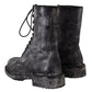 Exclusive Leather Combat Boots in Black & Grey
