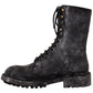 Exclusive Leather Combat Boots in Black & Grey