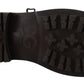 Exclusive Leather Combat Boots in Black & Grey