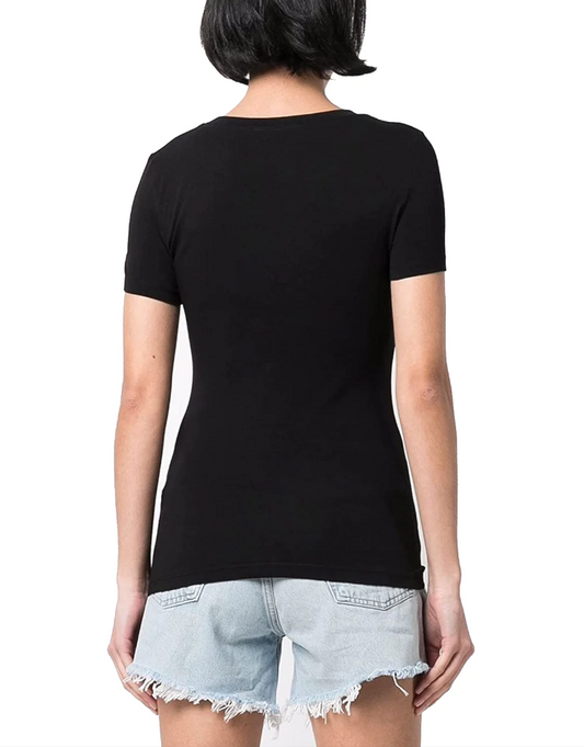 Black Cotton Women T-Shirt