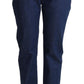 Elegant Tapered Denim with Faux Pearl Adornment