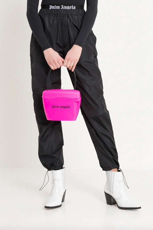 Pink Polyvinyl Women Handbag