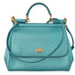 Elegant Medium Sicily Blue Leather Bag