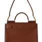 Elegant Sicily Leather Handbag in Rich Brown