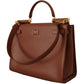 Elegant Sicily Leather Handbag in Rich Brown