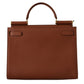 Elegant Sicily Leather Handbag in Rich Brown