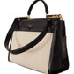 Elegant Monochrome Leather and Canvas Bag
