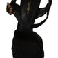 Black Tulle Ankle Strap Heels with Crystal Buckle