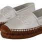 Silver Leather Flat Espadrilles