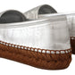 Silver Leather Flat Espadrilles