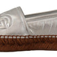 Silver Leather Flat Espadrilles