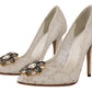 Elegant Taormina Lace Heels with Crystal Embellishments