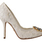 Elegant Taormina Lace Heels with Crystal Embellishments