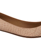 Chic Beige Leather Kitten Heels Pumps