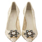 Elegant White Lace Heels with Crystal Embellishment
