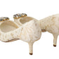 Elegant White Lace Heels with Crystal Embellishment