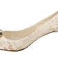 Elegant White Lace Heels with Crystal Embellishment