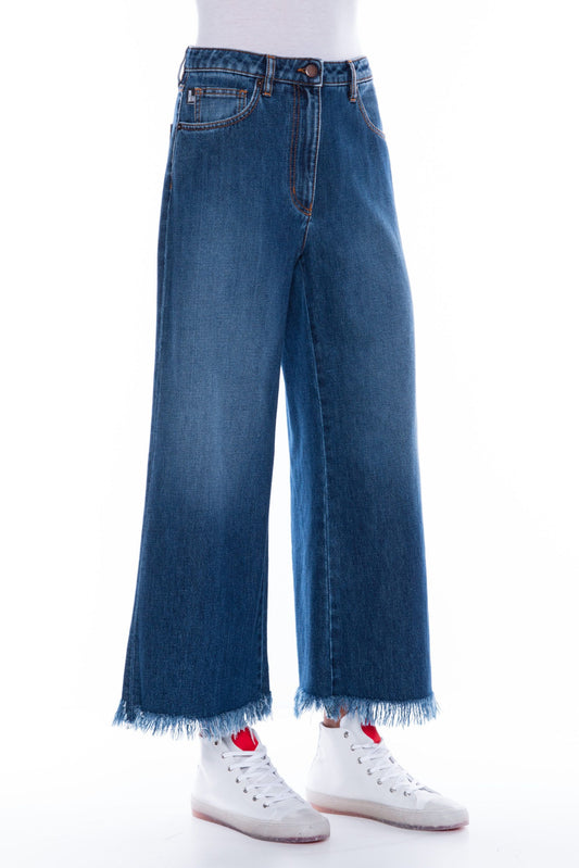 Blue Cotton Women Baggy Jean